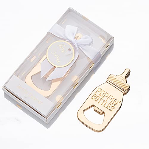  24Packs Golden Baby Bottle Openers For Baby Shower Favors Gifts, Decorations Souvenirs, Poppin Bottles Openers With Exquisite Gifts Box Used For Guests  Gender Reveal Party Favors (white, 24)