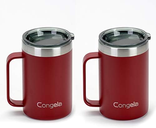  18oz 2Pack Stainless Steel Insulated Coffee Mugs With Handle, Vacuum Camping Tea Cups Set With Tritan Lid And Sand With Sage Color Combo(Cement+Desert Sage,18oz 2Pack)