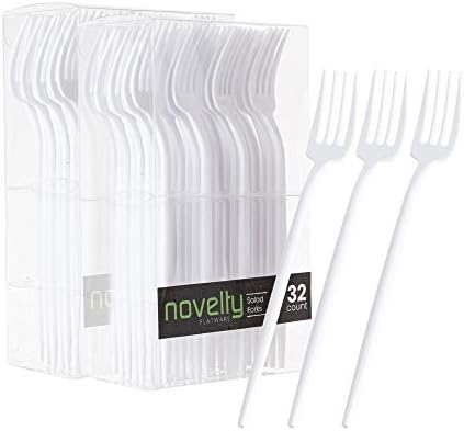  Novelty Modern Flatware, Cutlery, Disposable Plastic Salad Forks Luxury White 32 Count