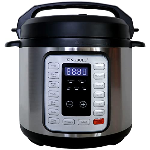  8 Quart 12-in-1 SS Electric Pressure Cooker, Multi-Use Slow Cooker, Rice Cooker, Steamer, Sauté, Yogurt Maker, Warmer &Delay Start,LED Screen& Manual,Silver