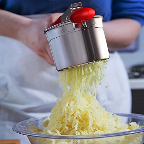 Potato Ricer Stainless Steel With 3 Interchangeable Fineness Discs, Ricer Kitchen Tool For Mashed Potatoes, Cauliflower Rice Maker Masher, Gnocchi Potatoe Spaetzle Press Patoto Masher (Red)