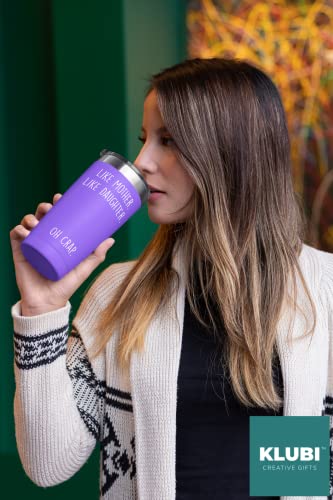  Mom Gifts From Daughter- Like Mother Like Daughter 20oz Coffee Travel Tumbler/Mug Purple - Funny Gift Idea For Mom, Mothers Day, Her, Unique, Best, Birthday, Presents
