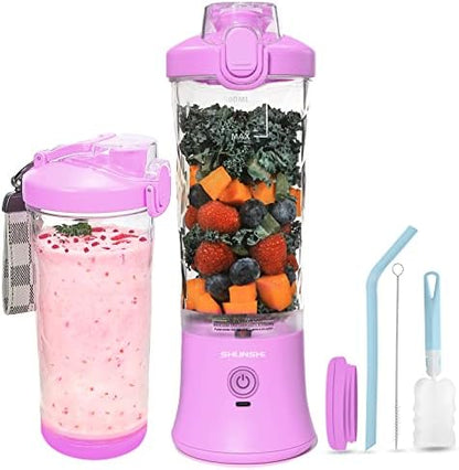  Portable Blender, Personal Size Blender For Shakes And Smoothies With 6 Blades Mini Blender 20 Oz For Kitchen,Home,Travel(White)