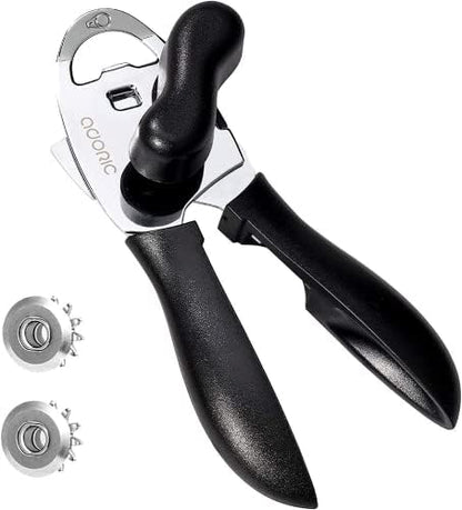  Can Opener Manual, 4-in-1 Can Opener Kitchen Durable Stainless Steel Heavy Duty Can Openers With Anti-slip Hand Grip Ultra Sharp & Smooth Edge
