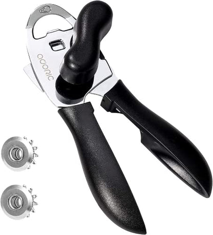  Can Opener Manual, 4-in-1 Can Opener Kitchen Durable Stainless Steel Heavy Duty Can Openers With Anti-slip Hand Grip Ultra Sharp & Smooth Edge