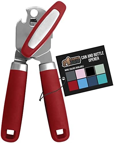  Heavy Duty Stainless Steel Smooth Edge Manual Hand Held Can Opener With Soft Touch Handle, Rust Proof Oversized Handheld Easy Turn Knob, Best Large Lid Openers For Kitchen, Black