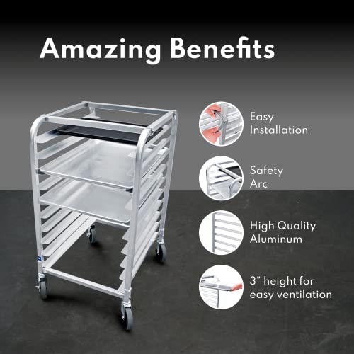  New Star Foodservice 36510 Commercial-Grade Aluminum 10-Tier Sheet Pan/Bun Pan Rack, 26" L X 20" W X 38" H With Brake Wheels