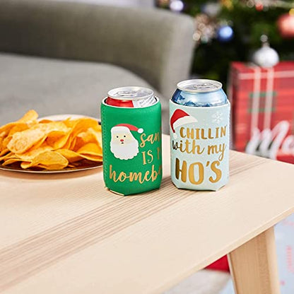  12 Oz Christmas Neoprene Can Cooler Sleeves For Soda, Beer, Beverages (12 Pack)