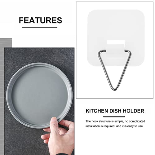  Picture Frame Hanger 100 Pcs Adhesive Plate Hanger Vertical Plate Holders Invisible Sticky Wall Hanger Hooks For Plate Pictures Wall Art Decoration 3. 2X3. 2CM Wall Mount Clothes Rack