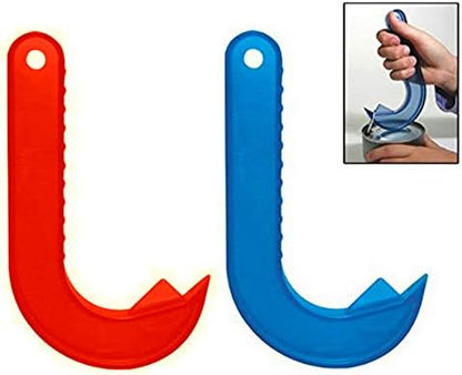  2 Easy Safe Ring Pull CAN OPENER Protects Nails Arthritis Hands Helper By ALAZCO RED & BLUE