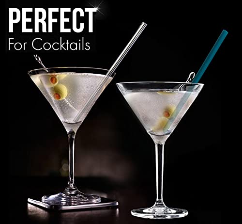  Reusable Short Small Silicone 5.5" &Metal 6" Stainless Steel Stirrer Drinking Straws Set For Coffee/Moscow Mule Mug, Cocktail Lowball Glasses, Kids Toddler Baby Cup, Wine Tumbler,Bar-With Silicone Tip