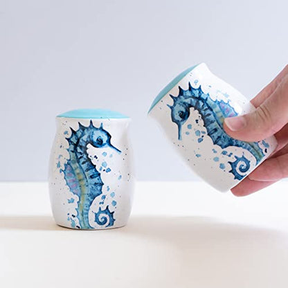  Salt And Pepper Shakers - Adorable Ceramic Seahorse Novelty Set