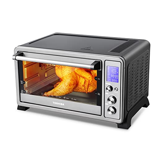 Toshiba OSHIBA AC25CEW-SS Large 6-Slice Convection Toaster Oven Countertop, 10-In-One With Toast, Pizza And Rotisserie, 1500W, Stainless Steel, Includes 6 Accessories