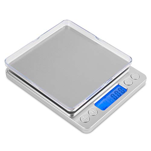 Gram Scale, Mafiti Kitchen Scale Digital Weight Mini Grams Jewelry Scale 3000gx0.5g With LCD Display Stainless Steel For Cooking Baking Jewelry Weight Postal (Battery No Include) 1Pack (Silver)
