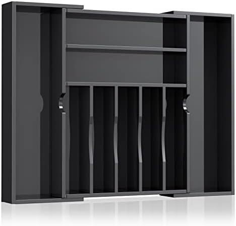  Expandable Kitchen Drawer Organizer For Flatware And Utensils,Clear Acrylic Adjustable Silverware Tray For Drawer,Office,Bathroom Supplies-9 Compartments