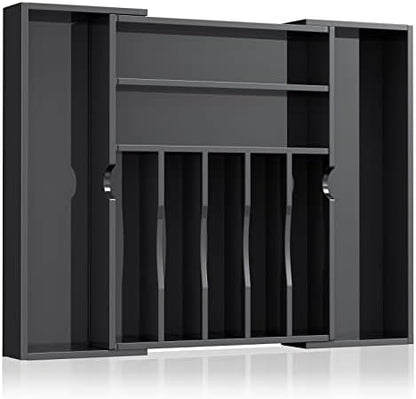  Expandable Kitchen Drawer Organizer For Flatware And Utensils,Clear Acrylic Adjustable Silverware Tray For Drawer,Office,Bathroom Supplies-9 Compartments