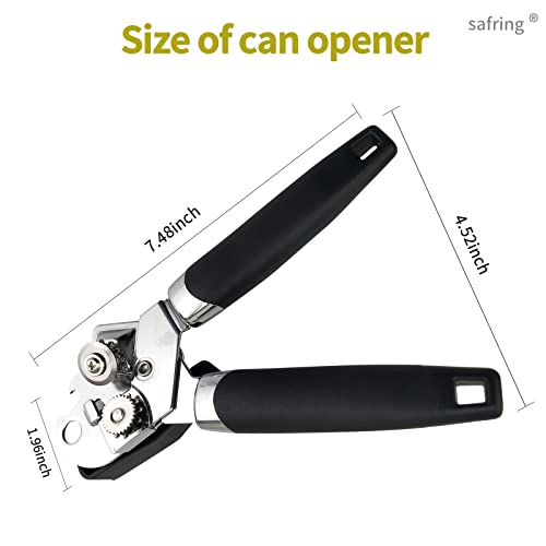  Safring Can Opener Manual, Handheld Strong Heavy Duty Stainless Steel Can Opener, Comfortable Handle, Sharp Blade Smooth Edge, Can Openers With Multifunctional Bottle Opener