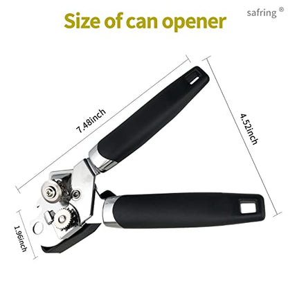  Safring Can Opener Manual, Handheld Strong Heavy Duty Stainless Steel Can Opener, Comfortable Handle, Sharp Blade Smooth Edge, Can Openers With Multifunctional Bottle Opener
