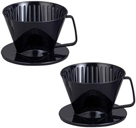 Pour-Over Reusable Coffee Brewing Cone With Gold-Toned Mesh Permanent Coffee Filter, Number 4-Size, Black