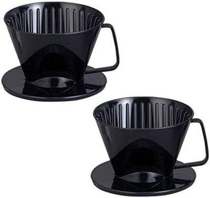  Pour-Over Reusable Coffee Brewing Cone With Gold-Toned Mesh Permanent Coffee Filter, Number 4-Size, Black