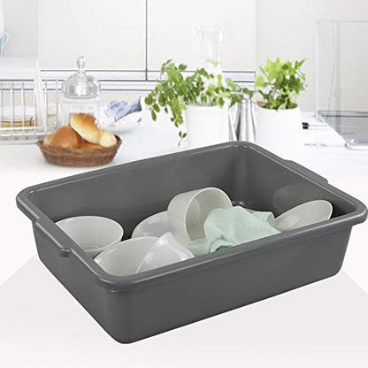  4-Pack Bus Tubs, Commercial Tote Box, Plastic Bus Box (13 L Capacity), Grey