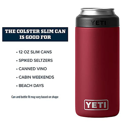 Yeti Rambler 12 Oz. Colster Slim Can Insulator For The Slim Hard Seltzer Cans, Harvest Red