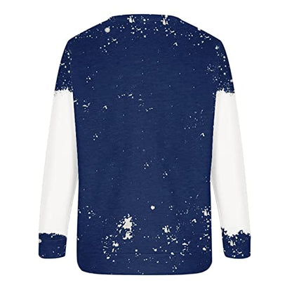 Womens Causal Loose Crewneck Fall Loose Tops Sweatshirts Long Sleeve Christmas Print Plus Size Pullover Top Streetwear