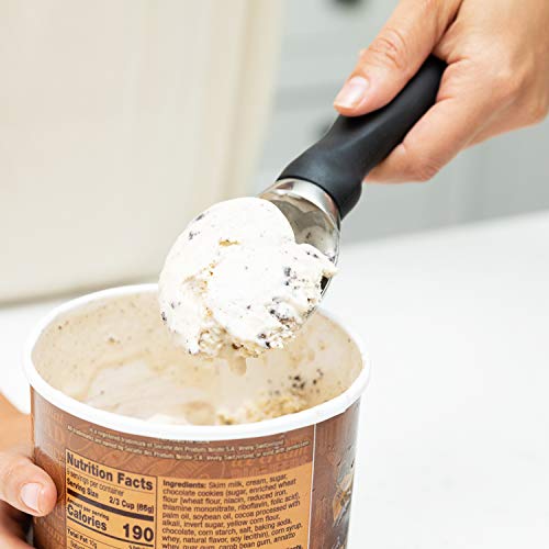  Ice Cream Scoop - Heavy Duty 18/8 Stainless Steel With Soft Grip Handle, Professional Sturdy Ice Cream Scooper, Premium Kitchen Tool For Cookie Dough, Gelato, Sorbet, Melon, Black