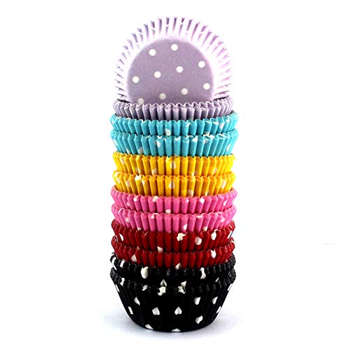  300 Count Mini Cupcake Liners Polka Dots Baking Paper Cups Rainbow