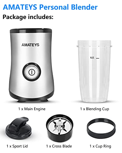  Mini Personal Blender With Button,Professional Kitchen Blender For Smoothies And Shakes,17oz Portable Smoothie Blender,Easy Cleaning&Operation,Height 12 Inch Suitable For Travel Carrying Or Storage