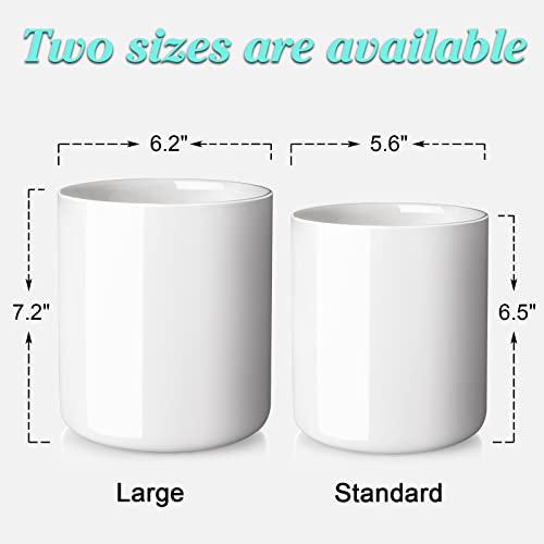  Cream White Kitchen Utensil Holder, 7.2" Extra Large Utensil Holder For Kitchen Counter, Thickenss Cooking Ceramic Utensil Crock For Utensils, Housewarming Wedding Gifts For Kitchen Decor