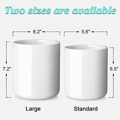  Cream White Kitchen Utensil Holder, 7.2" Extra Large Utensil Holder For Kitchen Counter, Thickenss Cooking Ceramic Utensil Crock For Utensils, Housewarming Wedding Gifts For Kitchen Decor