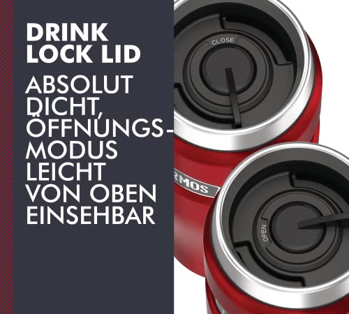 Thermos 4002.248.047 Flask 0.47 Litre Stainless King Flask, Cranberry, 8,4x8,4x19,8 Cm