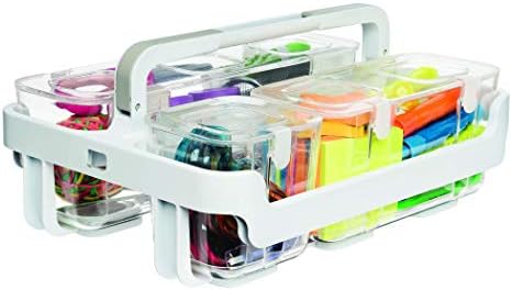  Stack 'N Go Caddy Wheel Base, Craft Organizer, Compatible With Deflecto Desk Supplies Organizer Caddy, White, 16"W X 3 1/4"H X 11"D (29443CR)