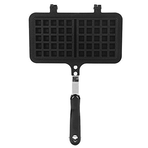  Black Aluminum Alloy Dual Head Waffle Baking Mold Non-Stick Waffle Baking Pan Mold Press Plate For Home Kitchen
