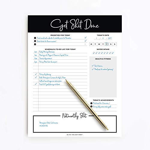 Daily Planner, Get Stuff Done, Organizer, Scheduler, Productivity Tracker For Organizing Appointments, Goals,Tasks,Notes And To-Do Lists, 8.5"x11" Undated Tear-Off Sheets (50 Sheets)