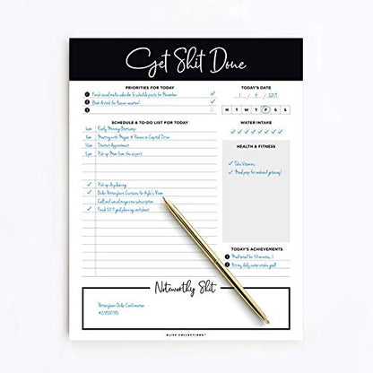  Daily Planner, Get Stuff Done, Organizer, Scheduler, Productivity Tracker For Organizing Appointments, Goals,Tasks,Notes And To-Do Lists, 8.5"x11" Undated Tear-Off Sheets (50 Sheets)