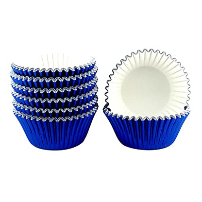  Foil Cupcake Liners Baking Cups Paper Standard Navy Blue, 200 Pack