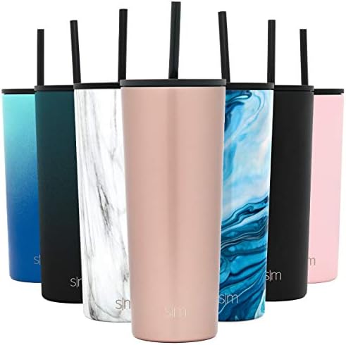  Insulated Tumbler With Lid And Straw | Iced Coffee Cup Reusable Stainless Steel Water Bottle Travel Mug | Gifts For Women Men Her Him | Classic Collection | 24oz | Seaside