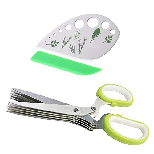  Herb Scissors Herb Stripper Set, Multifunctional Stainless Steel 5 Blades Kitchen Shears With Safety Cover And Cleaning Comb For Herbs - Kitchen Gadgets 4 In 1