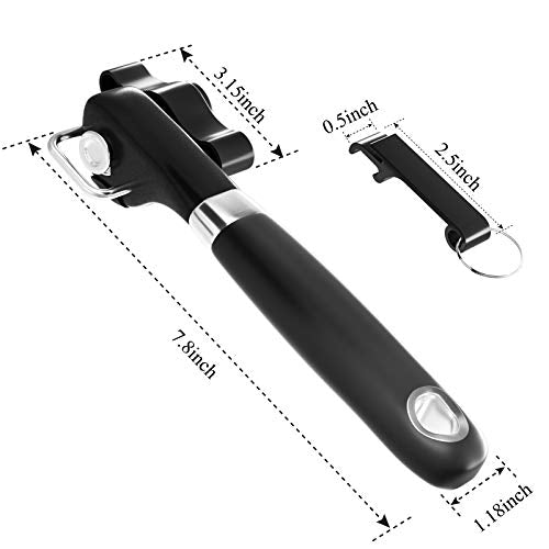  Can Opener Smooth Edge - Safety Can Opener Manual, Handheld Can Opener Features Ergonomics Design For Seniors With Arthritis And Weak Hands, With Bottle Opener Set