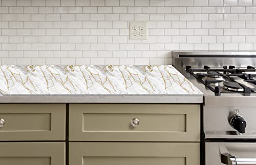  Pesach Counter Covers | Marble Printed Passover Counter Tops | Corrugated Plastic Easy To Cut Waterproof Counter And Table Tops | Perfect For Passover (White/Gold Marble)