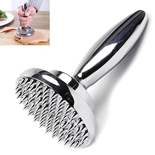  Dual Sided Meat Tenderizer Marinating Prep Tool,Manual Hammer Mallet Tool For Steak,Reversible Stainless Steel Base (Dual Sided Tenderizer)