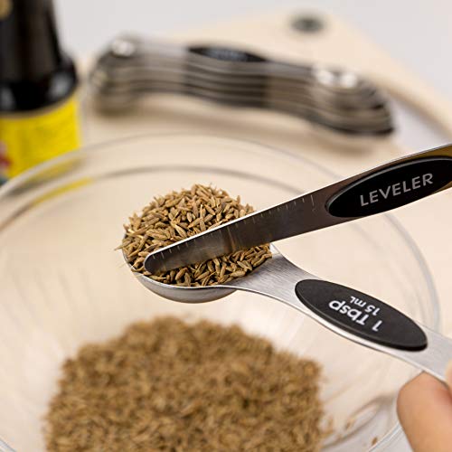  Measuring Spoons 18/8 Stainless Steel Measuring Spoons Set Of 7 Piece With 1 Leveler Dry And Liquid Ingredients (Dual Sided)