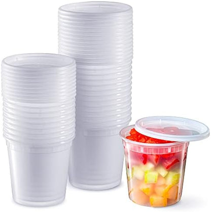  16 Oz. Plastic Deli Food Storage Containers With Airtight Lids [48 Sets]