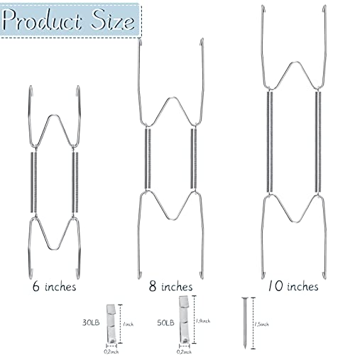  12 Pieces Plate Hangers 6, 8, 10 Inches Wall Invisible Plate Hangers Stainless Decorative Wire Plate Hangers With 12 Pieces Hangers Hook With Nails For Decorative Plates (Silver)
