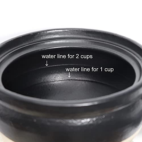 DONABE Clay Rice Cooker Pot Casserole Japanese Style Made In Japan For 1 To 2 Cups With Double Lids, Microwave Safe