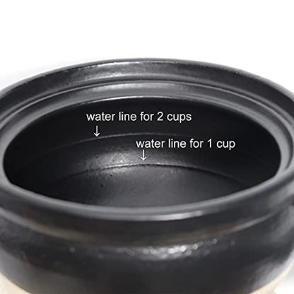  DONABE Clay Rice Cooker Pot Casserole Japanese Style Made In Japan For 1 To 2 Cups With Double Lids, Microwave Safe