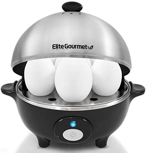  Elite Gourmet EGC-007B# Rapid Egg Cooker, 7 Easy-To-Peel, Hard, Medium, Black & ESM2207 Maxi-Matic Sandwich Panini Maker Grilled Cheese Machine Tuna Melt Omelets Non-Stick Surface, 2 Slice, Black