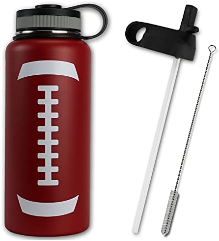  Water Bottle Baseball Softball Tumbler 32 Oz Gift For Mom Men Flask Sports Travel Waterbottle, Stainless Steel, Vacuum Insulated, Water Cold For 24, Hot For 12 Hours